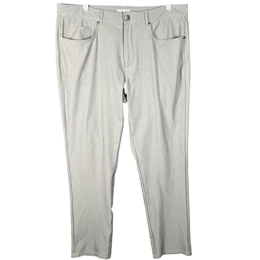 Hickey Freeman Trousers Men 35x32‎ Grey Stretch 5-Pocket Tech Pants